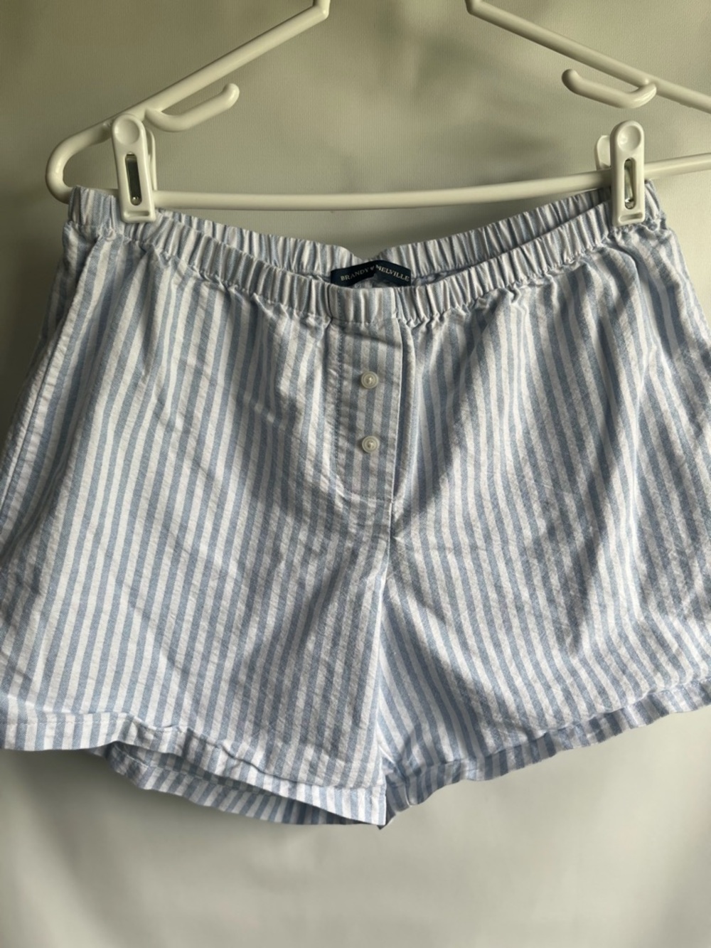 Brandy Melville Striped Blue and White Women’s Lounge Shorts medium